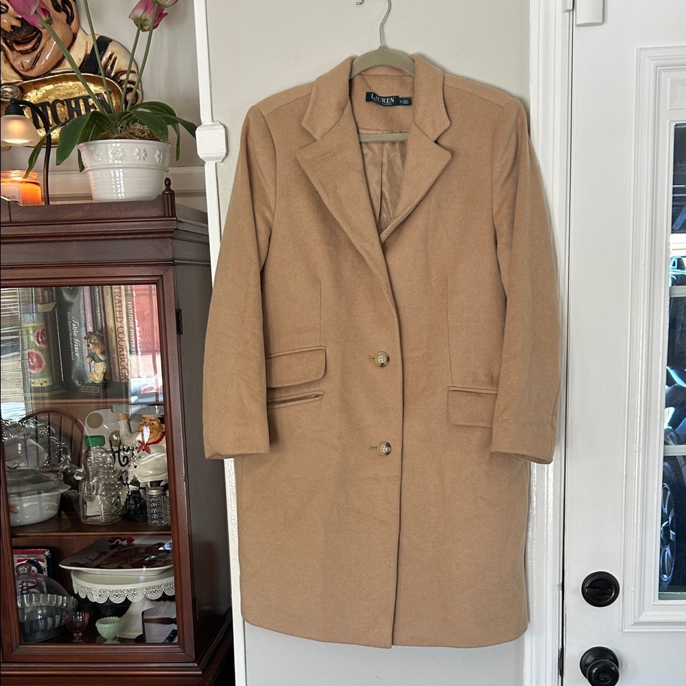 Ralph Lauren Single Breasted Wool Blend Coat/Jacket Women Camel Size 12 LR2523